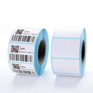 Stiker Label termal 300 lembar per rol, stiker berperekat jumlah besar berlubang kompatibel untuk printer