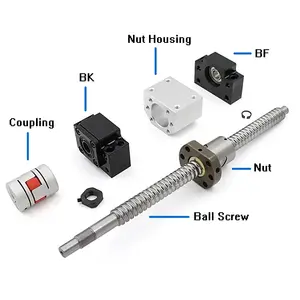 High Sale SFK0401 To SFK2503 Ball Screw Linear Bearings Ball Screw Nut SFK Series Miniature Ball Screw For CNC 3D Printer