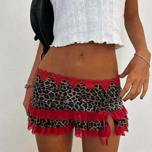 King Mcgreen <span class=keywords><strong>Star</strong></span> Y2k Rock Frauen Ästhetische Kleidung Leopard/Blumen/Polka Dot <span class=keywords><strong>Print</strong></span> Niedrige Taille Rüschen rock Sexy Party Röcke - Product Image 4