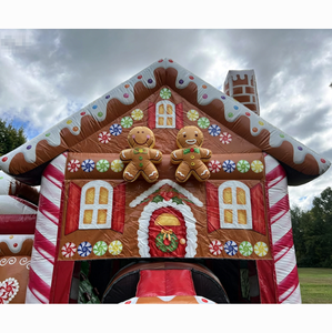 Mignonne maison de Noël en PVC en forme de maison de pain d'épices, château gonflable avec toboggan pour enfants, idéal pour les festivals, les divertissements et le jeu. - Product Image 3