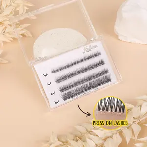 Banda Superfina Pestañas de segmento precortadas Pre Bond No se necesita pegamento Cluster Diy Lashes Glueless Lashes