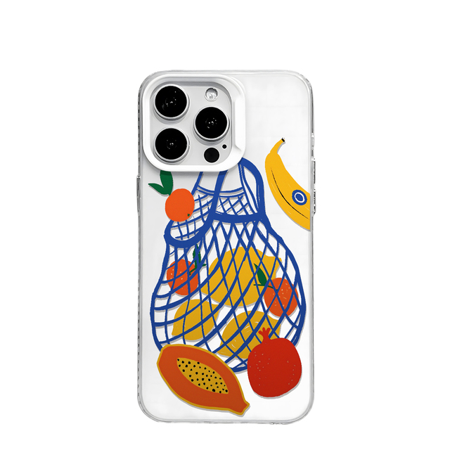 Hand-painted Fruit Clear Phone Case for 17 16 15 14 Pro Max Shockproof Anti-Fingerprint Soft TPU Cover Lens Protection