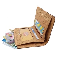 Dompet Kulit Kork Ramah Lingkungan dengan Zipper Kompakt Pendek untuk Kartu Uang Tunai Unisex Grosir Kustom