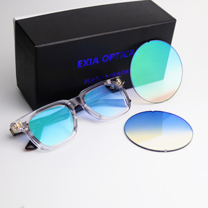Lunettes <span class=keywords><strong>de</strong></span> soleil EXIA A89, verres bleus dégradés, style rétro, <span class=keywords><strong>couleur</strong></span> claire, verres plats, résine, courbe 0 - Product Image 1