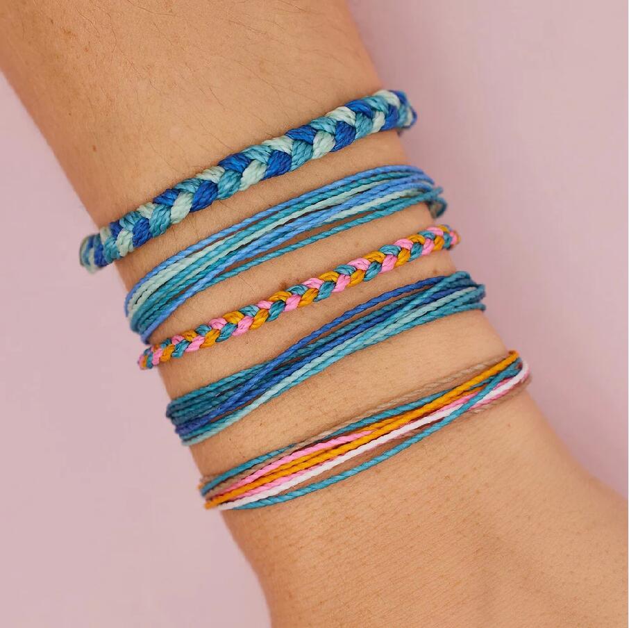 Recién llegados Sunkisssed Seas Friendship 5 Pack pulsera impermeable encerado hecho a mano pulseras