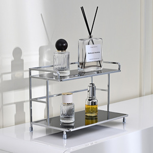 Étagère de rangement en métal à 2 niveaux pour salle de bain, cuisine, cosmétiques, organisateur portable multifonction - Product Image 1