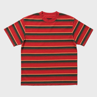 T-shirt en gros pour hommes en coton épais doux, personnalisé, style streetwear de luxe, avec bords bruts et rayures