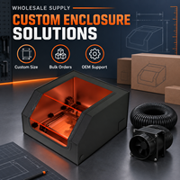 Nouvelle housse de protection ignifuge noire pour graveur laser avec fenêtre de visualisation, porte à fermeture éclair et ventilateur d'extraction, garantie 6 mois pour atelier domestique