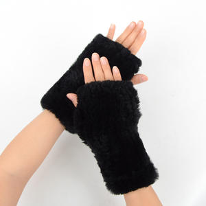Vente flash : Gants en fourrure de lapin véritable tricotés, gants d'hiver, mitaines, manchettes, neufs, 100% fourrure de lapin naturelle - Product Image 6