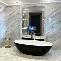 Espejo Inteligente de Baño Rectangular de Lujo de 22 Pulgadas con Marco de Acero Inoxidable Ecológico, Impermeable IP65, con Televisor Integrado para Hoteles InterContinental