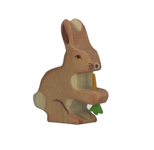 Conejo de madera Natural de Pascua para sala de estar, estante de decoración artesanal para niños pequeños, juguetes educativos para bebés - Product Image 1