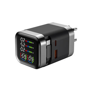 Cargador de pared 1 USB 1 Tipo-C OEM con logo personalizado, cargador GAN Tipo C con pantalla digital, 65W 100W, cable retráctil. - Product Image 5