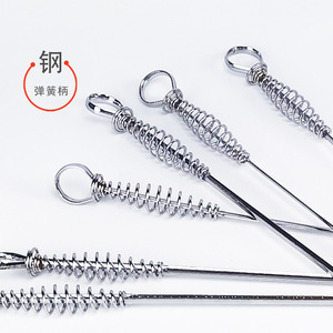 Spring-handled Skewers Carbon Steel Electroplated Durable Cooking BBQ Tools - Product Image 1
