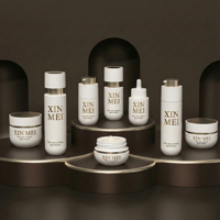 Ensemble de flacons cosmétiques en verre cylindriques noirs de luxe vides avec pompe pulvérisatrice et bouchon personnalisé - 30 ml/30 g/50 g pour soins de la peau, faux cils, blush