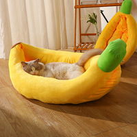 Lit pour chat de type banane, canapé pour animaux de compagnie, coussin doux et confortable, peluche, amovible, lavable, durable, écologique, hiver