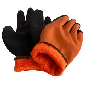 Waterdichte Aangepaste Thermische Badstof Voering Latex Volledig Dubbel Gecoat Outdoor Winter Industriële Werkhandschoenen