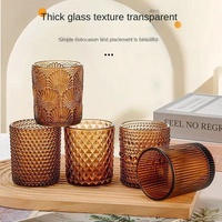 Vente en gros de gobelets à bougies personnalisés écologiques de haute qualité 200 ml, motif rayé ambre vert en verre, décoration de Noël pour la maison