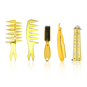 Men's Beard Comb With Soft Bristles Gold Handle For Hair And Beard Styling Molding Shaping All Hair Types - Product Image 3