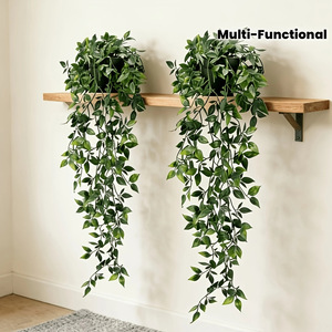 Plante artificielle suspendue MS63, 18 pouces, en PVC souple, vert océan, décoration murale intérieure/extérieure - Product Image 1