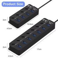 Hub USB 3.0 de 7 Puertos con Divisor de Uno a Siete, Dispositivo de Expansión de Alta Velocidad para Computadora Portátil, Adaptador de Corriente CC, Material ABS, en Stock