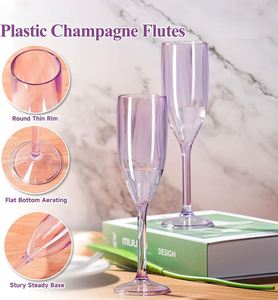 Flûtes à champagne violettes incassables en plastique, verres à vin réutilisables en acrylique en gros pour mariages, fêtes et bars à mimosa - Product Image 4