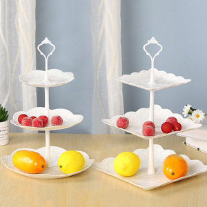 3 Tier Cake Stand Afternoon Tea Wedding Plates Party Tableware Plastic Tray Display Rack Cake Decorating Tools/