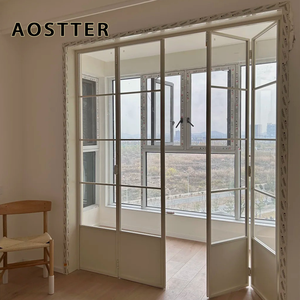 <span class=keywords><strong>Porte</strong></span> coulissante pliante accordéon en aluminium à double vitrage, à rupture <span class=keywords><strong>de</strong></span> pont thermique, style français, blanc, AOSTTER NFRC AS2047 - Product Image 4
