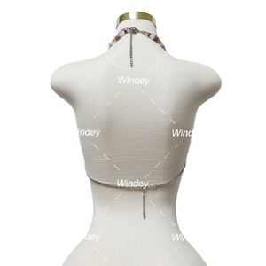 Latest Fashion <strong>Strap</strong> Multilayer Sexy Bodycon Chain <strong>Diamante</strong> Back Beaded Top Glass Crystal Stone Vest <strong>Bras</strong> - Product Image 5