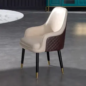 home furniture modern leather luxury wooden steel legs upholstered chair armed tufted dining room chairs for restaurant