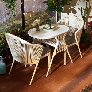 Conjunto <span class=keywords><strong>de</strong></span> Mesa <span class=keywords><strong>y</strong></span> <span class=keywords><strong>Sillas</strong></span> <span class=keywords><strong>de</strong></span> Bambú para Balcón, Estilo Simple, Informal, para Exteriores, Patio, Aire Libre, Creativo, Pequeño - Product Image 5