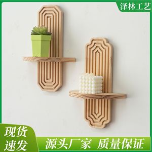Wooden <b>Wall</b> Mounted Shelf Irregular Shape Natural Wood Color Home Decor <b>Display</b> Rack For Plant And Candle - Product Image 5