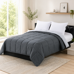 Conjunto de Edredom de 3 Peças Reversível com Costura Box Stitch Cinza Azul, Conjunto de Cama Macio <span class=keywords><strong>Queen</strong></span> King, Atacado Direto da Fábrica - Product Image 6