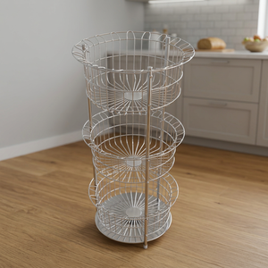 High Quality Modern Heavy Duty Three-Tier Metal Iron Adjustable <b>Vegetable</b> Rack Customizable <b>Standing</b> Shelves for Kitchen Storage - Product Image 3