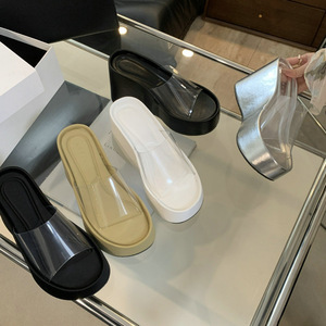 Summer Open Toed Foreign Trade Casual Thick Soled Women's Sandals Edition Beach Shoes Cross Border One Line Drag - Product Image 6