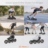 Chaussures de roller unisexes de qualité professionnelle, légères, à 4 roues, semelle en carbone rigide, ABEC-11, pour la course de vitesse
