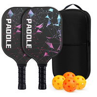 Raket Pickleball Fiberglass Logo Kustom, Disetujui USAPA & Tahan Lama, Pilihan untuk Penggunaan Luar/Dalam Ruangan, Latihan, Grosir