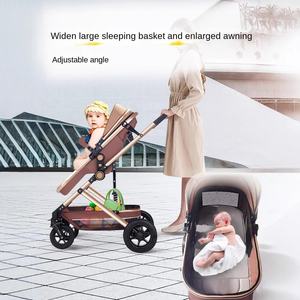Poussette bébé légère en métal, quatre saisons, pliable bidirectionnelle, nacelle de couchage, amortisseur pour nouveau-né - Product Image 2