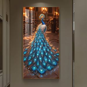 Arte Mural de Estilo Nórdico de Lujo, Moderno con Luz LED, Cristal, Marco Negro, Impresión de Alce, Pintura de Naturaleza Muerta, para Dormitorio, Oficina, Hotel - Product Image 2