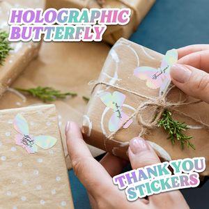 Bướm Cảm ơn bạn dán CuộN óng ánh ba chiều tự dính nhãn thẻ cho doanh nghiệp nhỏ đóng gói phong bì con dấu - Product Image 2