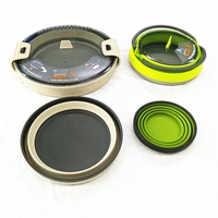 Ensemble de vaisselle de camping pliable en silicone écologique, réutilisable et compact (assiette, bol, tasse, couverts)