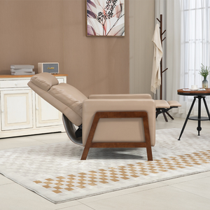 Fauteuil moderne confortable pour personnes âgées avec revêtement en cuir PU et fonction inclinable, pieds en bois, mobilier de maison - Product Image 4