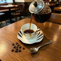 Lot de 12 tasses à thé et soucoupes de luxe style coquillage, 90 ml, en céramique, pour café et latte