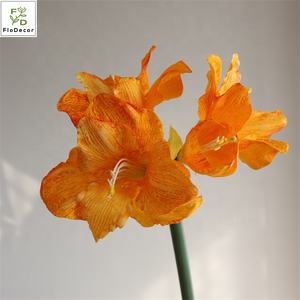 Haute qualité 3 têtes soie <span class=keywords><strong>Amaryllis</strong></span> fleurs pour noël mariage décoration <span class=keywords><strong>de</strong></span> la maison rouge Orange blanc - Product Image 6