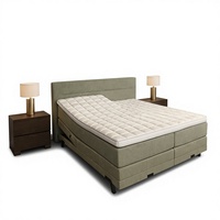Base de lit moderne réglable capitonnée en velours/lin avec sommier à ressorts métalliques/bois/à poches/en mousse