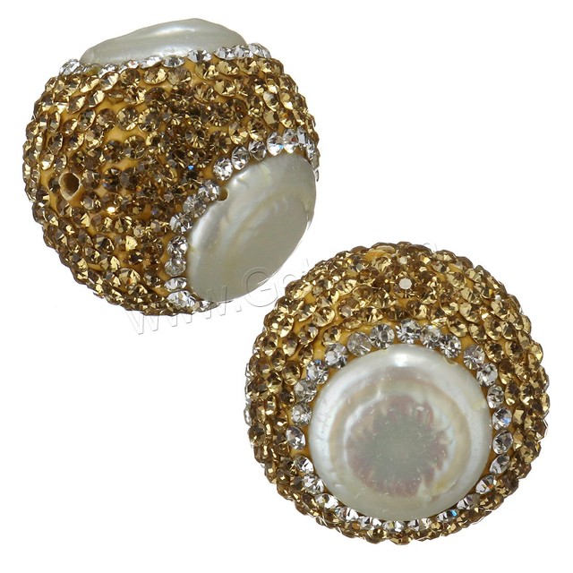 High Quality 22mm Freshwater Pearl Rhinestone Clay Pave Beads for DIY Jewelry Making