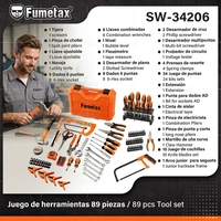 FUMETAX – Kit d'outils domestiques 50 pièces : clés, pinces, marteau, tournevis, mètre ruban, niveaux et embouts