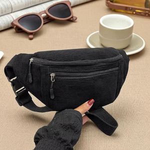 Custom Unisex Zipper Waist Bag Corduroy Belt Crossbody Purse Casual Stylish Portable Travel Daily Use Chest Bum Bag Solid Color - Product Image 3