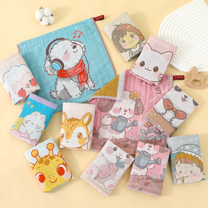 Carlota Kids Pure Cotton Square Towel 26x26cm Absorbent Gauze Hand Towel For Children <b>Bath</b> Use - Product Image 4