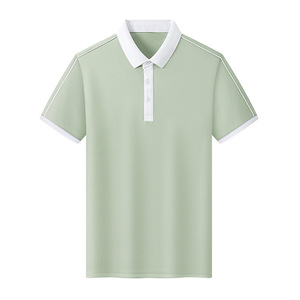 Polo Shirt Short Sleeve Solid Color Contrast Trim Polyester Workwear Daily Use - Product Image 2