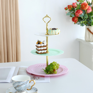 Plato de pastel de tres capas para postres, aperitivos, bebidas para el hogar, sala de estar, mesa de centro, fruta multifuncional, dulces Dim Sum - Product Image 4